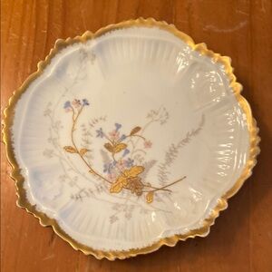 Lovely Limoges Gold and White Floral Plate
